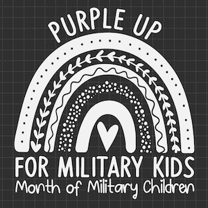 Regenbogen-Monat der Militärkinder, Purple Ribbon-Svg, Veteran der US-Armee, stolze Militärfamilie, Militärkind, Vaterländische Militär-Svg