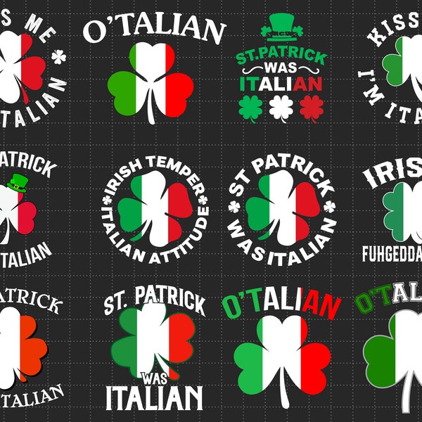 Bundle St Patrick Was Italian Svg, St Patrick's Day Svg, Lucky Italian Shamrock Svg, Irish Svg, Shamrock Leprechaun Svg