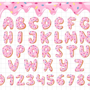 Alphabet Donut Kinder zwart, Donut Buchstaben, Donut-Liebhaber-Svg, für immer süß svg, svg, Png-Dateien für Cricut Sublimation