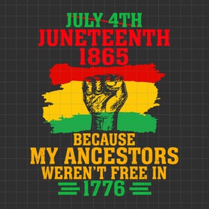 4 de julio, Juneteenth de 1865, "Porque mis antepasados", Svg, Día de la Libertad, Svg de BLM, Derechos de igualdad, África, Historia negra, Svg afroamericano