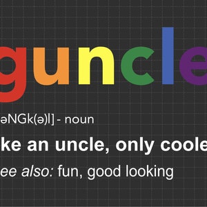 Guncle Definition Svg, Guncle Like An Oncle, Seulement plus cool, Soutenir les droits LGBT, Mois de la fierté LGBT, Fichiers Svg, Png pour la sublimation Cricut