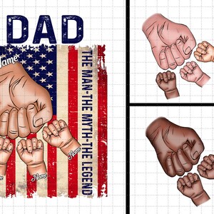Conjunto personalizado de manos de papá y niño (en formato PNG), El hombre, El mito, La leyenda, Bebé niño pequeño, Día del padre (en formato PNG)
