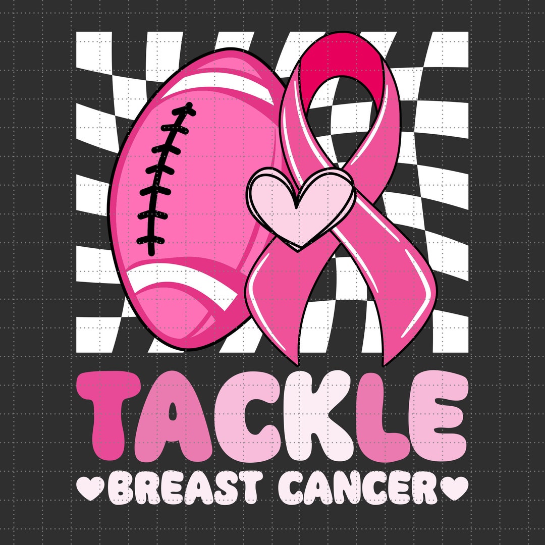 Tackle Breast Cancer Ribbon Football Svg Png, Pink Ribbon, Cancer