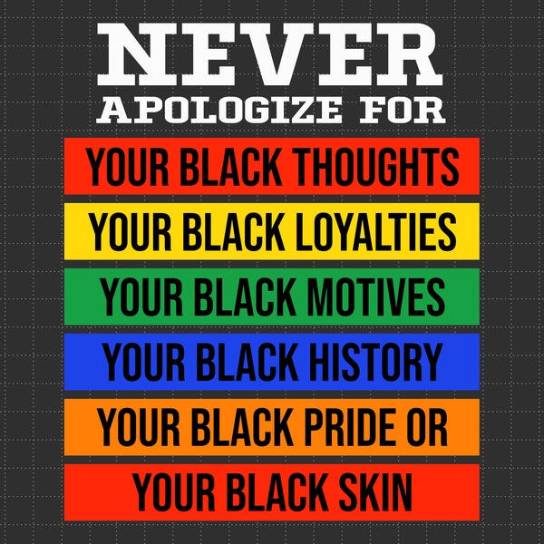 Never Apologize For Your Blackness Svg, Juneteenth 19, Freedom Day, BLM Svg,  Africa Svg, Black History Svg, African American Svg