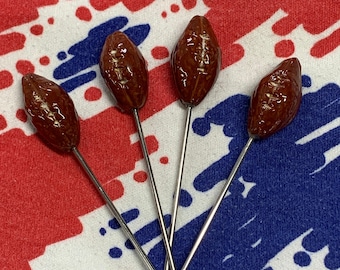 FOOTBALL shaped Poker Stick!  Handmade ceramic glazed football w/stainless poker- perfect accompaniment piece to clear out those pipes!!