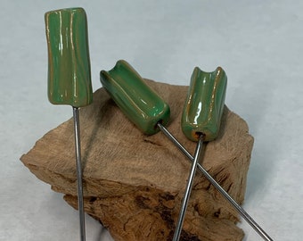POKER STICK: CELERY style! Handmade ceramic glazed celery w/stainless poker- perfect accompaniment piece to our original chicken wing pipes!