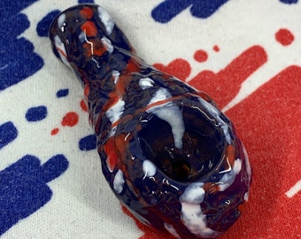Winter Blues Edition of Our ORIGINAL Chicken Wing Pipe Drum Style with a TWIST… BLUE glazed base w red & white splatters. Beat those blues!