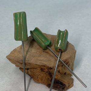 POKER STICK: CELERY style! Handmade ceramic glazed celery w/stainless poker- perfect accompaniment piece to our original chicken wing pipes!