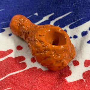 The ORIGINAL Classic Chicken Wing Ceramic Pipe: Drum Style! Hand formed from solid clay and artfully hand glazed in Buffalo! FREE SHIPPING!!