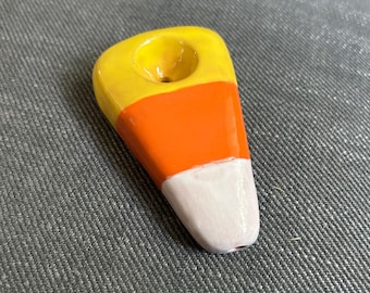 Ceramic Candy Corn Pipe: Handmade terracotta Clay, Kiln Fired