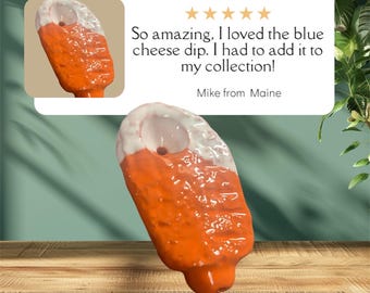 FLAT BLUE CHEESE Dipped limited edition of The Original Ceramic Chicken Wing Pipe: Flat Artistically handmade & hand glazed terracotta clay.