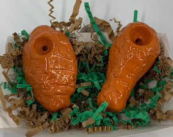 Double Order Set! The best of both worlds! Includes TWO original classic handmade ceramic chicken wing style pipes: 1 flat and 1 drum! YUM!!