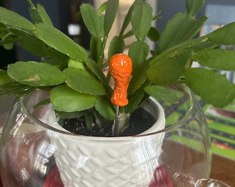 POKER STICK: Chicken Wing Drum Style! Fun, handmade ceramic glazed wing topper w/ stainless poker- adorable & useful for your garden or pipe