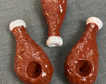 TURKEY LEG jumbo sized artistically hand crafted ceramic pipe! Fun, Useful, Perfect accompaniment for the renaissance summer faire season!