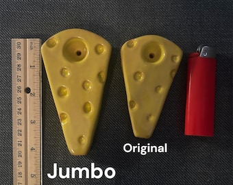 THE BIG CHEESE! Jumbo Size version of our original Cheese Wedge Ceramic Pipe! Artfully handmade and hand glazed from solid terracotta clay!