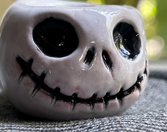 Handmade Ceramic Jack-O'-Lantern Pipe: Glazed Terracotta Clay