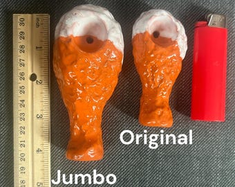 JUMBO SIZED! Blue cheese dipped version of the ORIGINAL Chicken Wing Ceramic Pipe! Artfully handmade and hand glazed in Buffalo! Never Ranch