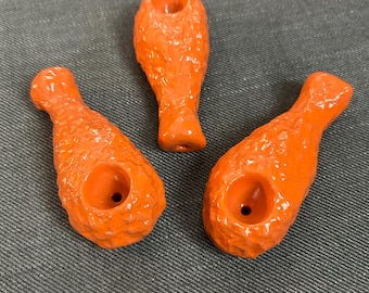 JUMBO SIZED The ORIGINAL Classic Chicken Wing Ceramic Pipe: Drum Style! Handmade in Buffalo from solid terracotta and artfully hand glazed!