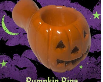 Pumpkin Jack-O-Lantern Pipe: Terracotta Clay, Kiln Fired