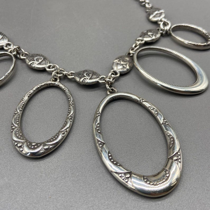 Brighton SWINGING SIXTIES Collar Necklace Ovals Silver Plated Retired 16-18 inch image 4