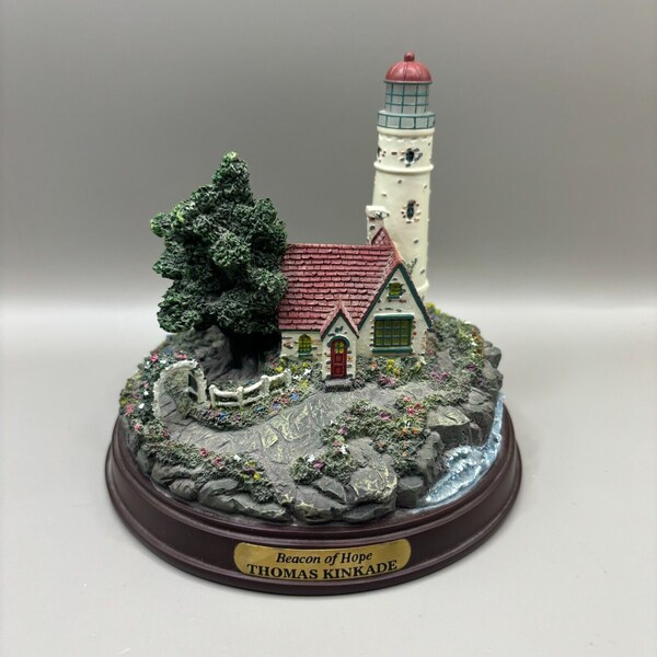 Vintage 1999 Thomas Kinkade Seaside Memories Lighted Lighthouse: Beacon of Hope