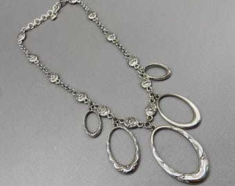 Brighton SWINGING SIXTIES Kragen Halskette Ovale Versilbert Rentner 40-45 cm