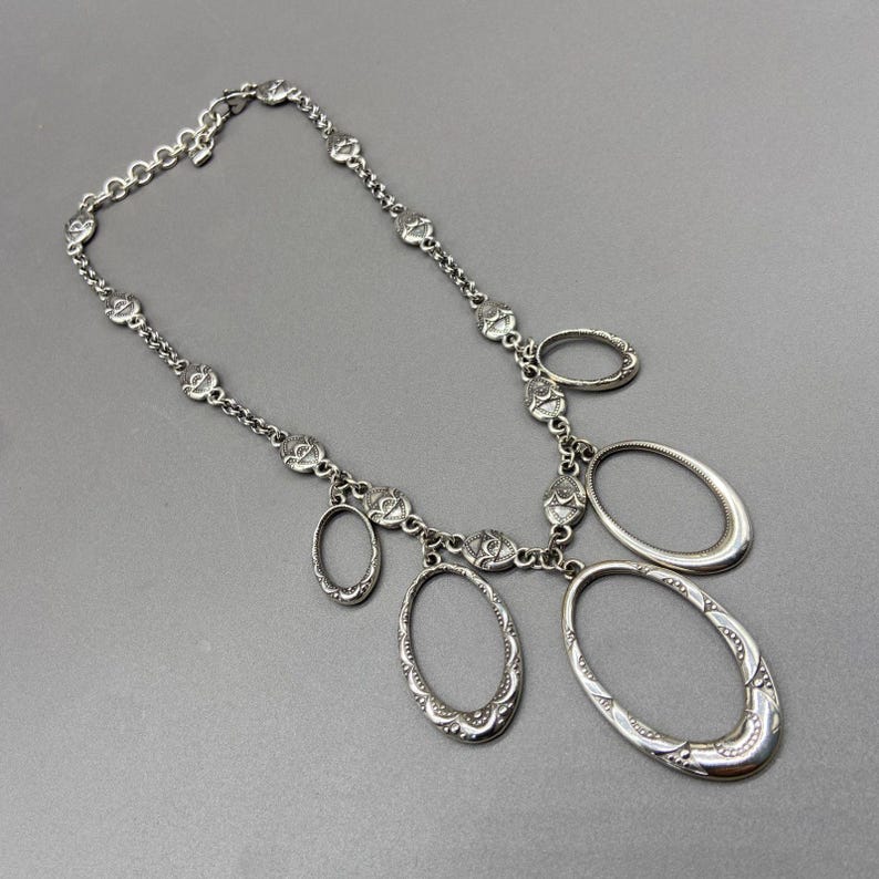Brighton SWINGING SIXTIES Collar Necklace Ovals Silver Plated Retired 16-18 inch image 1