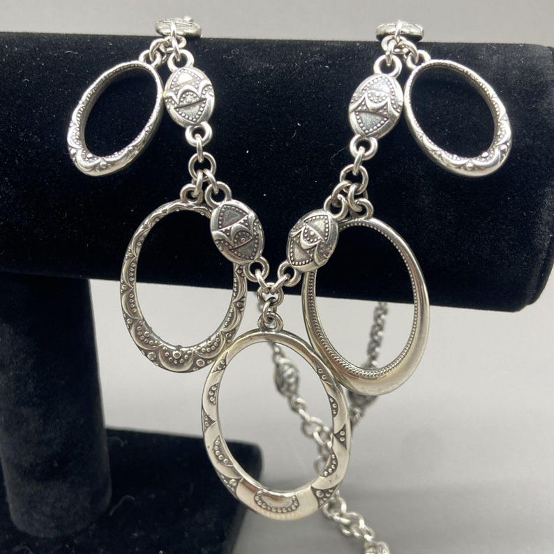 Brighton SWINGING SIXTIES Collar Necklace Ovals Silver Plated Retired 16-18 inch image 3