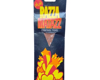 RARE Razza Matazz HILTON Pantimedias Control Top Razzamatan Talls Marrón Vintage