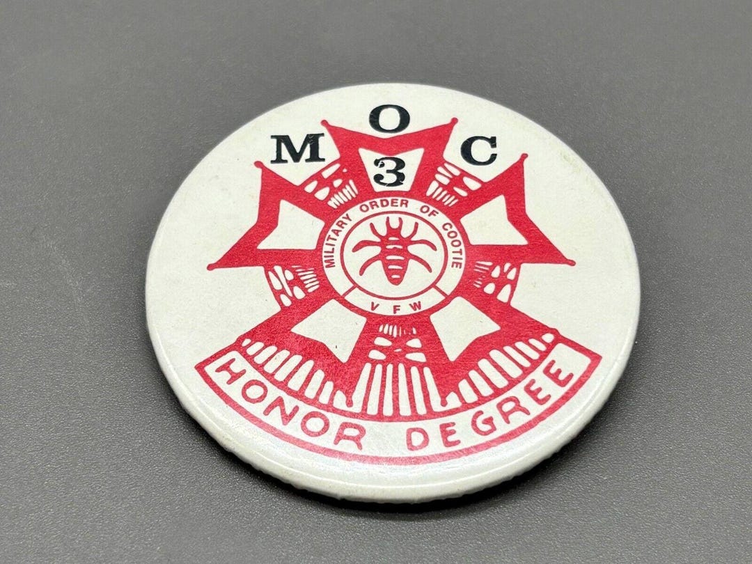Vintage Military Order of the Cootie Pinback Button M.O.C. 3 Honor