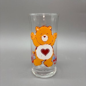 Care Bears Glass Tenderheart Bear Pizza Hut 1983 Collectors Series Retro 80s 6&quot;