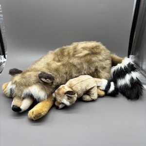 Fine Toy Co Ltd Realistic Raccoon Plush Mother Baby Life Like Stuffed Animal 30&quot;