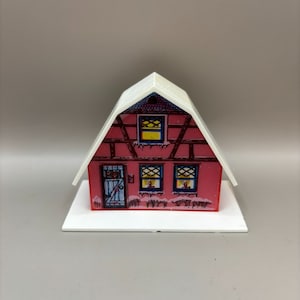 Vintage Christmas Alpine Village Plastic Red House Christmas Light Cover
