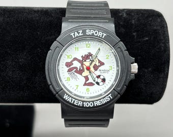 Reloj de cuarzo Taz Sport Armitron Looney Tunes 1993 Warner Bros Soccer Boxed Works