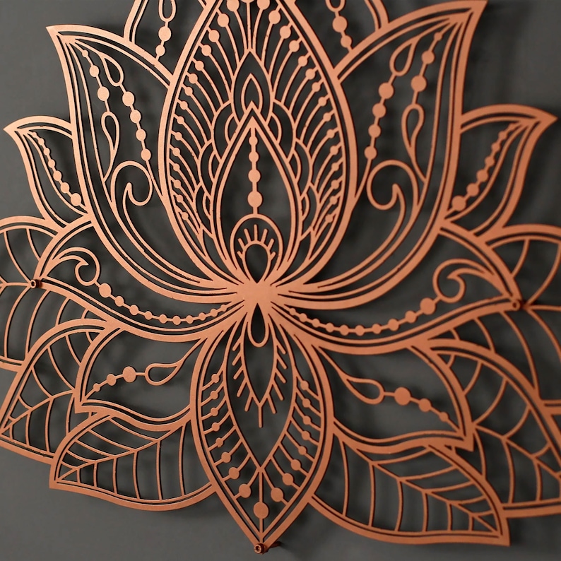 Mandala Lotus Metal Wall Art, Gold Lotus Wall Art, Mandala Wall Art ...