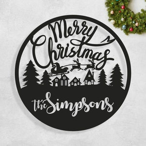 Custom Christmas Decoration-Metal Art with Family Name-Christmas Gift-Housewarming Gift-Personalized Door-Gift For Her, Gift For Him