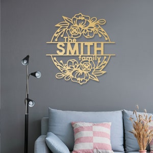 Letrero con nombre de familia personalizado, letrero de metal con número de casa, número de casa, regalo para ella, regalo para él, número de casa personalizado, letrero para puerta