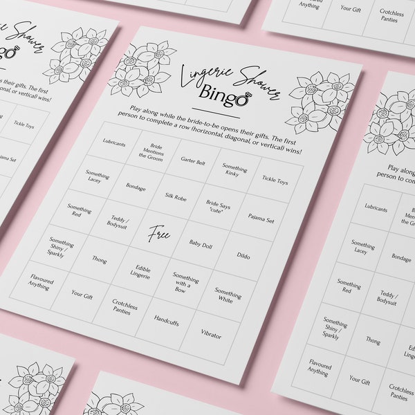 Lingerie Shower Bingo Game - Instant Download (20 cards)