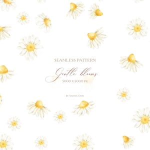 Aquarell Daisy Flower, Gänseblümchen Blumen digitales Papier, Blumenmuster, Sommer Blumen digitales Papier, Digitales Papier für Scrapbooking, Gänseblümchen PNG