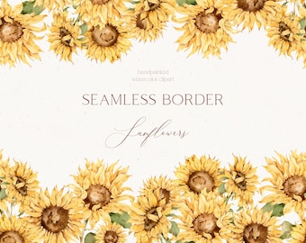 Sonnenblumen Bordüre: Floraler Rahmen Clipart (Digitales Design)