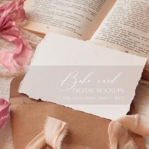 Maqueta de tarjeta de regalo rústica bohemia Maqueta de invitación de boda Plantillas PSD de objetos inteligentes Maqueta de letrero de baby shower Descarga instantánea Producto digital