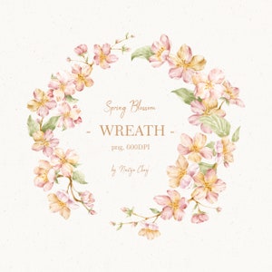 Coroa de flores rosa pintada à mão, aquarela, flor de maçã, moldura para decoração de casamento na primavera, coroa floral botânica com galhos floridos