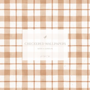 Motivi senza cuciture vintage in carta da parati a scacchi marrone PNG carta da scrapbooking strisce carta stampa tessile acquerello carta digitale