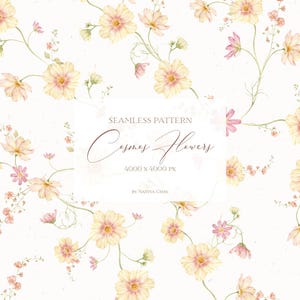 Aquarela Cosmos Flores Clipart Flores Silvestres PNG Flor Padrão Sem Costura png Buquês Florais Delicados Papel Digital Convite De Casamento
