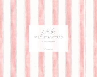 Pink Watercolor Stripes Seamless Pattern: High-Res PNG (Digital Download, 600 DPI, 4000x4000 px)