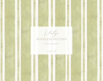 Vintage Green Striped Watercolor Design for Digital Crafting, Textiles, Scrapbooking Paper PNG, Wallpaper PNG, Watercolor Stripes