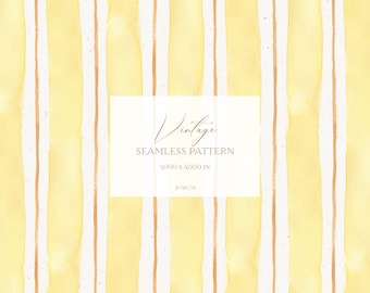Vintage Yellow Striped Watercolor Design for Digital Crafting, Textiles, Scrapbooking Paper PNG, Wallpaper PNG, Watercolor Stripes
