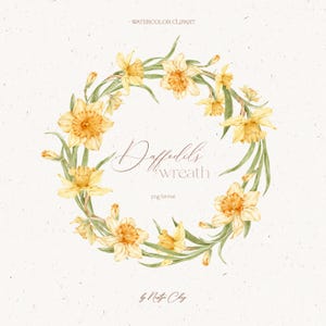 Narzisse Aquarell Kranz, Frühling Blumenrahmen png, Muttertag Clipart, Ostern Clipart, Sofort Download, kommerzielle Nutzung