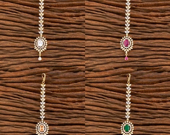 Cz Gold delicate diamond Maang tikka/ Kundan Tikka/ Indian Jewelry/ Indian Wedding Jewelry/Pakistani Jewelry/ Jhoomer/forehead jewelry