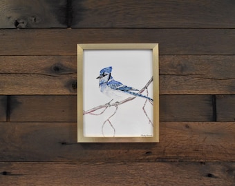 ブルージェイの水彩画：ファインアートの鳥のプリント - Etsy 日本